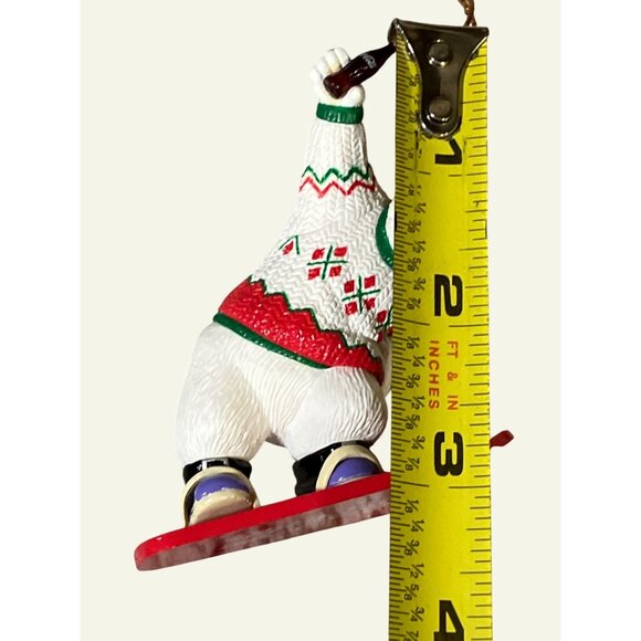 Coca Cola Polar Bear Collection Ornament Bear on Snowboard 1995 - Picture 13 of 13